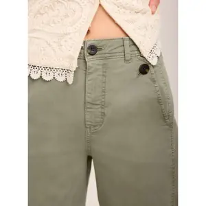 Mint Velvet Khaki Barrel Leg Chino Trousers